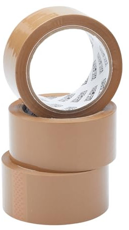 Fit For The Job Parcel Tape - Heavy-Duty Brown Tape for Packing Boxes, 48mm x 66m, 3 Rolls - Low Noise General Purpose Packing, Secure Sticky Seal, Perfect for Moving House