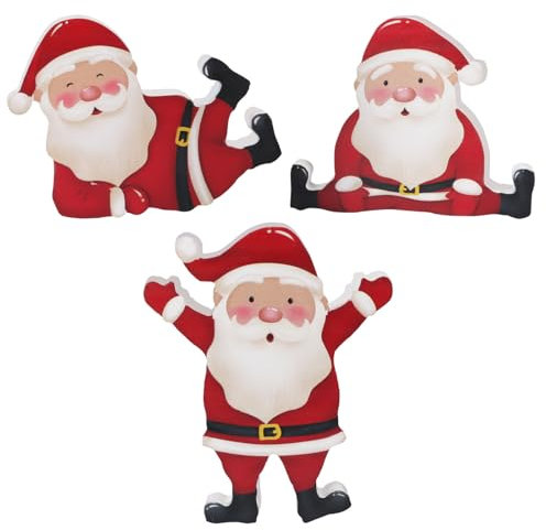 BETESSIN 3 Stück Weihnachtsdeko Holz - Weihnachtsmann Tischdeko Weihnachten - Dekorativer Aufsteller für Weihnachtsdekoration - Geschenkidee zur Weihnachten (12x10cm)
