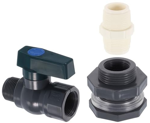 QUARKZMAN 1 set regntunna vattenkran sats plast regnfat kran med 3/4 tum GHT barriär anslutning beige trädgårdsslang adapter för vattenbehållare akvarium grå