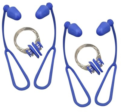 TOPBATHY Set Clip Nasale e Tappi per Orecchie Impermeabili per Nuoto, con Cordino e Custodia, Clip per Naso da Nuoto Unisex per Adulti e Ragazzi