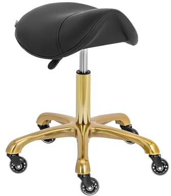 LQVAIPT Taburete con Ruedas for Silla de Montar, Taburete Ajustable, Silla de Oficina con Ruedas de Cuero PU, Silla con Ruedas, Silla de salón, for masajes, Oficina en casa