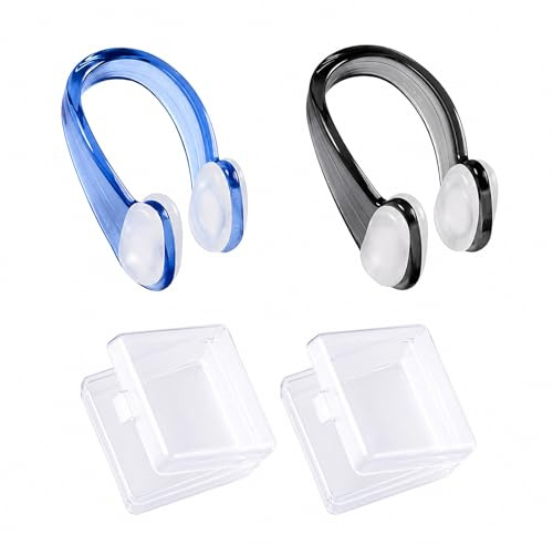 2 Pack Silicone Nose Clips - Waterproof Swim Nose Grip for Kids, Adults - Unisex Swimming Nose Protectors, Nose Plugs for Swimming Kids, Nose Clips Swimming Kids, Kids Nose Clip for Swimming - Black &