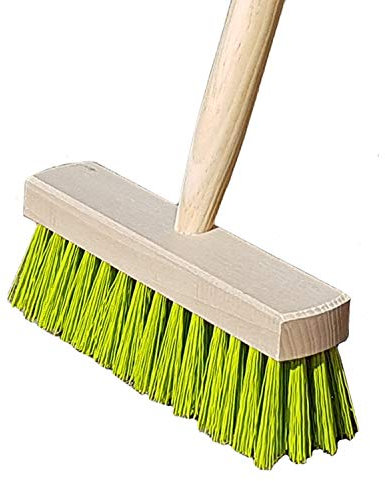 Land-Haus-Shop Kindergartengeräte 1 von 8, Kinder Garten Werkzeuge Geräte Schaufel, Besen, Rechen, Laubbesen, Harke, Grubber, Doppelhacke, Spaten, Metall mit Holzstiel (Besen Holz Natur Grün)