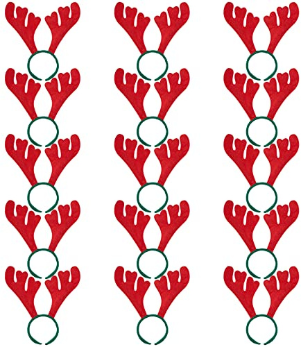 THE TWIDDLERS - 15 Diademas Navideñas de Fieltro con Forma de Reno para Disfraces de Navidad - 33 x 30 cm