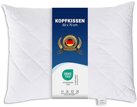 ZOLLNER 2er Set Kopfkissen - 50x70 cm - mit Reißverschluss – Individuell anpassbare Füllung aus Synthetikfasern - bis 95°C waschbar - Bezug aus Baumwollmischung - Hotelqualität