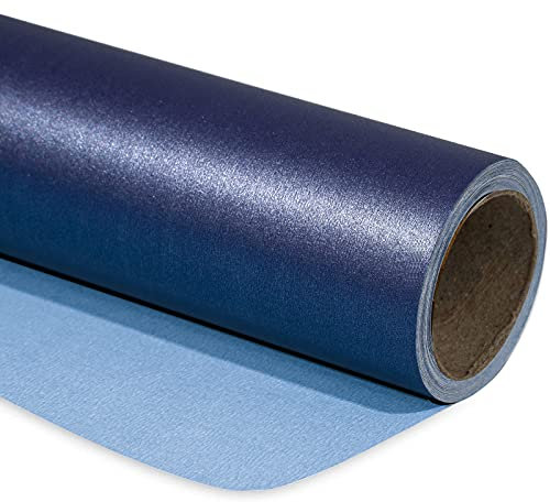 RUSPEPA Marineblaues Mattes Geschenkpapier - Minirolle - Einfarbig Perlmutt - Glanzpapier Perfekt Für Hochzeit, Geburtstag, Weihnachten, Babyparty - 43,2 cm X 10 m
