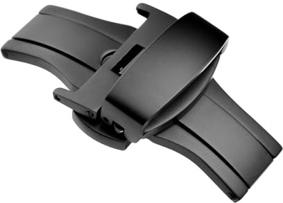 WOCCI 18mm Faltschließe aus Edelstahl für Uhrenarmband, Matte Schnalle (Schwarz)