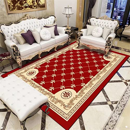 Teppich Dunkel rot bettvorleger Schlafzimmer Teppich für Balkon wasserfest Leichtes Luxus-Wohnzimmer Im Modernen Minimalistischen Stil 60X90CM dünner Teppich Outdoor Teppich orientalisch