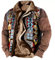 VIVICOLOR Herren Aztec Vintage Trucker Jackets Männer Fleece Gefütterte Taktische Jacke Casual Coat Revers Pelzkragen Sherpa Wintermäntel