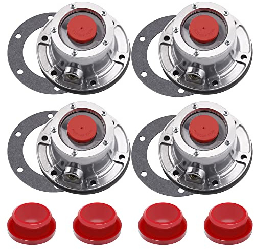 Ailbiuko 4Pcs 343-4024 Aluminum Hub Cap with Gaskets & Plugs