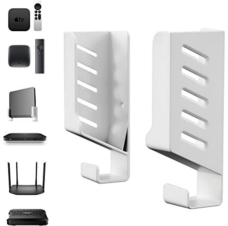 sciuU Universal Wall Mount for Routers/TV Box/Laptop/Network Switches/Modems, compatible with TP-Link, Mi Box, Apple TV, Sky Q, etc.. Holder Stand Shelf for Devices Thickness < 4cm, White
