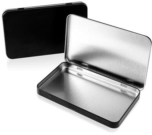 KALIONE 2 Stück Metallbox Metalldose, 7 Zoll Metalldose mit Deckel Süßigkeiten Dose Aufbewahrungsbox Rechteckige Tin Box Schwarz Metall Organizer für DIY Verwenden Home Organizer (17.8 X 10.8 X 1.5cm)