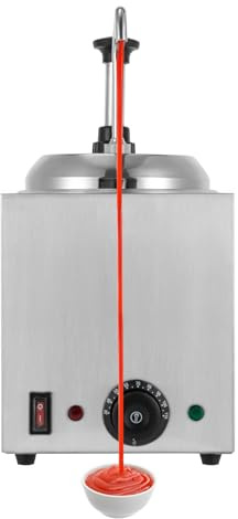 Vielrosse Edelstahl Saucenspender, 2.5 Liter Elektrisch Soßenspender Pumpe mit Einstellbare Temperatur, 800W Schokoladenspender Gewürzspender für Buffet Restaurant Catering