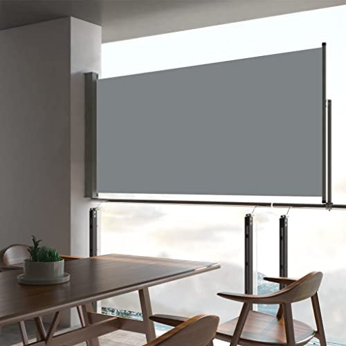 PABURNI Balkon-Sichtschutz Seitenmarkise Seiten Balkonfächer Ausziehbare Markise für Garten Terrasse Balkon Küche UV- und Witterungsbeständig Schlichte und Stilvolle Grau 300x80 cm