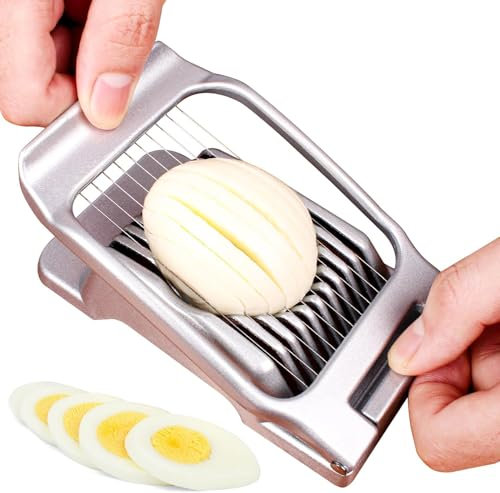 Cortador de huevos de acero inoxidable, coctelera de huevos, cortador de patatas, arpa para huevos, herramienta para cortar huevos, divisor de huevos para cortar alambres, cortador de fresas
