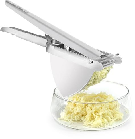 LHS Heavy Duty Potato Ricer and Masher, Stainless Steel Potato Masher, Business Fruit Masher and Food Press for Commercial and Home Use, 2 Sides Holes