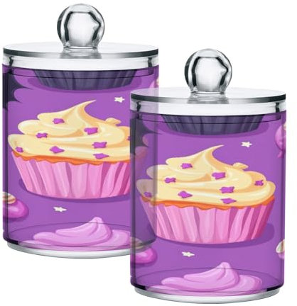 JUMBEAR Paquete de 2 soportes de algodón acrílico para tartas de caramelos de Halloween, frascos de boticario, bolas de algodón de plástico, soporte para bolas de hisopo de algodón, cajas de