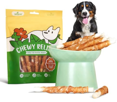 LISPOO Likable High-Protein Chicken-Wrapped Chew Sticks for Dogs – Grain-Free Dental Treats with Real Meat, Low-Fat Puppy & Adult Snacks, Portable Training Rewards 7.05 oz（Pack of 1）