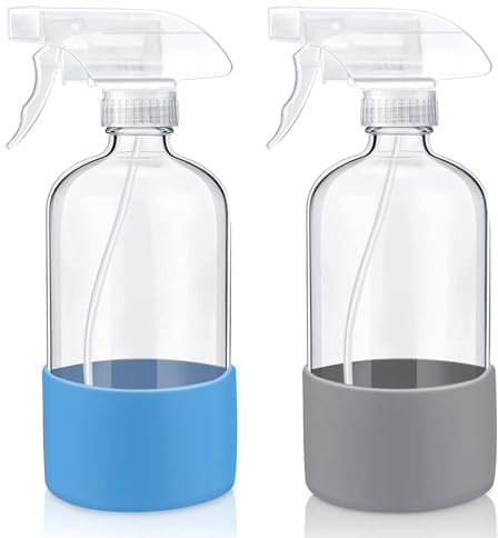 Albrsoy 2er Set 500ml Glas Sprühflasche - Pflanzensprühflasche mit 3 Modi - für Reinigung, ätherische Öle, Haarpflege - justierbare Düse, umweltfreundlich