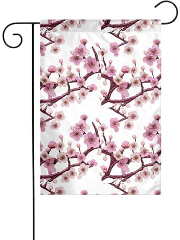 BROLEO Décoration de jardin avec paillettes et fleurs de prunier - Double face - 30,5 x 45,7 cm