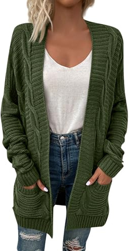 Pull de Fete Femme Angora Camionneur Laine Pull Hiver Zippée Mode Cheminée Vestes Irlandais Octobre Norvégien Chauffant Sherpa À Sweat Oversize Automne Haut Femme Hiver Vert Armée L