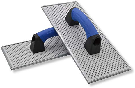 DEWEPRO® Lot de 2 Cales à poncer - Planche à poncer pour WDVS, Béton cellulaire et Polystyrène - Planche à râper - Truelle avec plaque en acier galvanisé - Planche à égaliser - 380x160mm