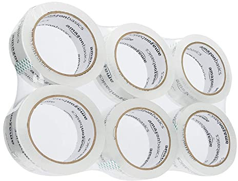 Amazon Basics Transport und Packband, Kristall klar, 6 Stück, Standardweit: 4,7 cmW x 49,9 m