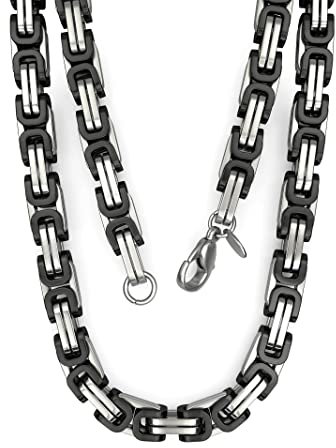 Fly Style Byzantiner Königskette Schwarz+Silber Edelstahl - Halskette Herren ionen-plattierte Kette