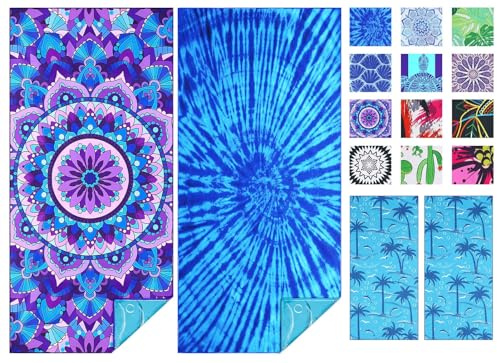 Haleey 2 Pack Microfiber Lightweight Beach Towel 180x80 Extra Large Thin Sand Free Towels Travel Swim Pool Yoga Gym Camping for Adults Beach Essentials Accessories Vacation Gift