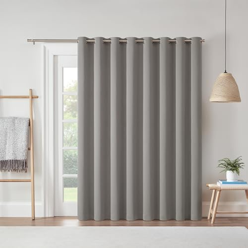 Eclipse Darrell Thermaweave Blackout Grommet Extra Wide 84 x 100 Sliding Patio Door Curtain Panel in Grey