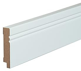 Kosche | Sockellist | Avantgarde | Hamburgerprofil | MDF FOLED | 19 x 69 x 2500 mm | Vit | Baseboard | Hög kvalitet | Robust | 50 meter
