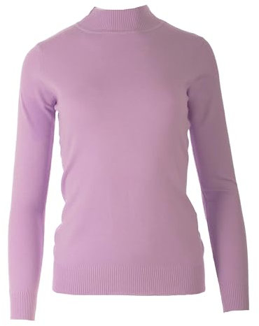 Seniorenmode24 Damen Senioren Oma Pullover Feintrick Strickpullover mit Stehkragen Schildkröten Kragen kuschelig weich ideal für Omas (DE/NL/SE/PL, Numerisch, 34, 36, Regular, Regular, Flieder)