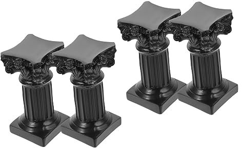 Amosfun 4pcs Antique Roman Column Candlesticks Textured Resin Candle Holders for Home Decor and Party Centerpiece High-temperature Resistant Desktop Accessories