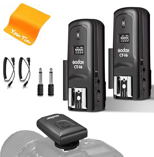 Godox CT-16 Godox Trigger Wireless Lightning Repoval Compatible avec Canon Nikon Sony Pentax DSLR Camera (1 x Émetteur + 2 x Récepteur)