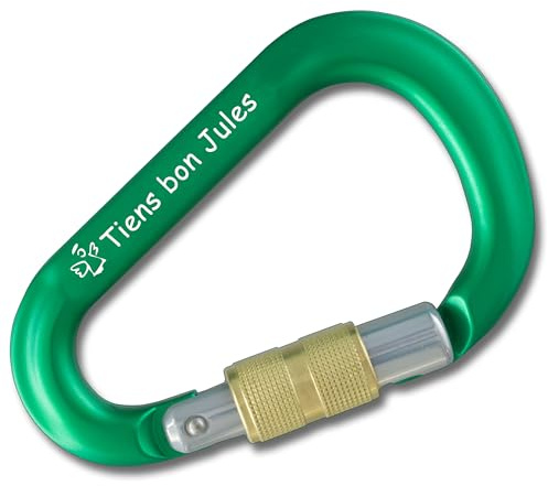 Mousqueton Personnalisé Stubai Sport HMS Pro [25KN] Certifié CE - Idée Cadeau Escalade Carabiner [Gravé au Laser] - Vert Tactique