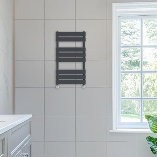 NRG 800 x 450mm Designer Flat Panel Heated Towel Rail Radiator Bathroom Central Heating Rad Ladders Anthracite