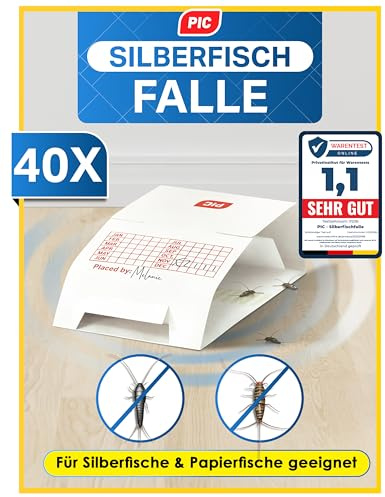 PIC- Silverfiskfälla - 10x4 självhäftande fällor för silverfisk. Lämplig för hemmet, badrummet och källaren