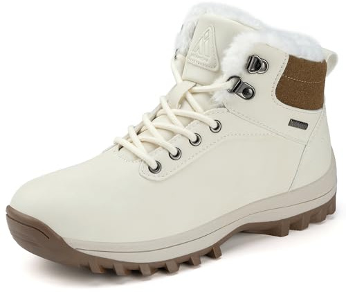 Mishansha Zapatos de Invierno Hombre Botas de Nieve Mujer Zapatillas Montaña Botines Forro Trekking Beige Arena 40