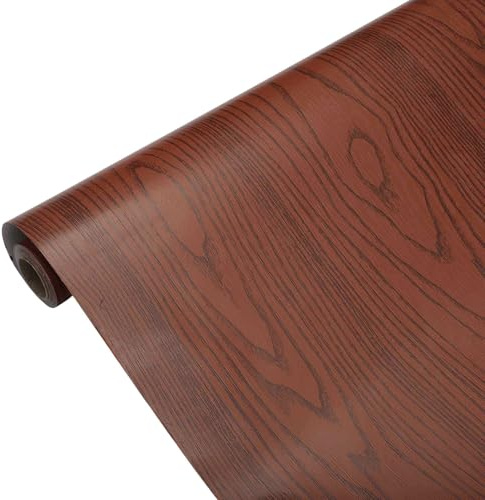 CAPASTEC Carta da parati adesiva, carta da contatto per armadi, cassetti, rivestimento adesivo per ripiani, facile da pulire, grana di legno di pero, 15,7 pollici x 197 pollici