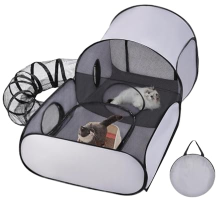 Parc Extérieur pour Chat, Parc Pliable pour Chat avec Tunnel, Tunnels D'enclos, Tente Portable pour Animaux de Compagnie pour Chatons, Chiots Et Chiens en Plein Air