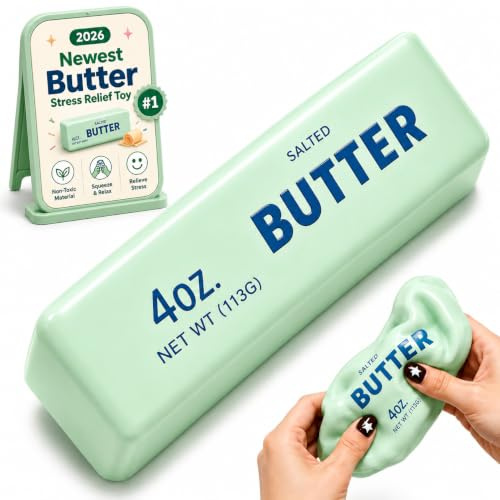 Crunchy Butter Squishy Asmr stressboll, realistisk handgjord bar smörform pärla fylld knaprig squishies stressboll, söt kläm-sensorisk fidget för vuxna kontor ångestlindring