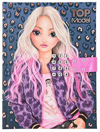 Depesche 11327 Tagebuch mit Code und Sound, TOPModel Leo Love, mit lila Animal Print, ca. 20,5 x 15 x 3 cm groß, mit 80 linierten, bunt bedruckten Seiten