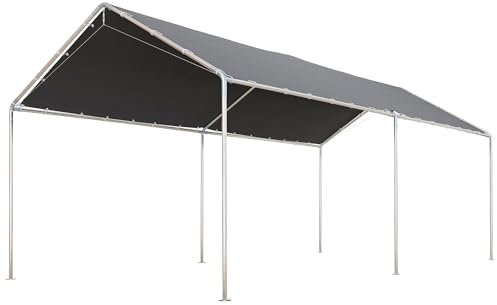 Outsunny Carport Vorzelt für Auto 6 x 3 m verzinkter Stahl Robustes Dach PE hohe Dichte grau
