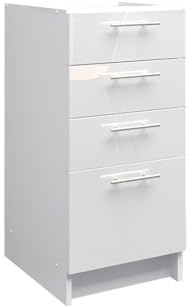 JD Greta Fixed Height 400mm Kitchen Drawer Base Cabinet Floor Unit (Without Worktop) – White Gloss