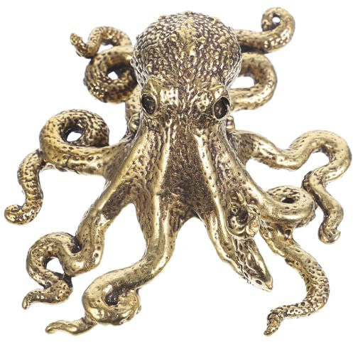 Ornaments Brass Octopus Sculptures Octopus Decor Animal Craft Statue Statues for Home Decor Gold Chinese Feng Shui Decoratio Prosperity Baby Household