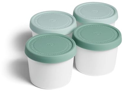 SPRINGLANE Lot de 4 bacs à glace en plastique sans BPA avec couvercles en silicone 400 ml, récipients isotherme pour creme glacée, sorbet, yaogourt, moules à glace boîtes de stockage - Mint