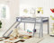 Home Detail Kids Bunk Bed Frame Mid Sleeper with Slide Children’s Single Bed Sleeper for Children, Single Wooden Bunk Beds, Frames & Bases Available in White or Grey (Grey)
