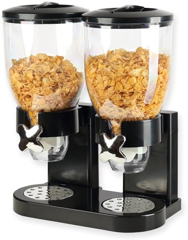 Schramm® Müslispender Cerealienspender Cornflakesspender Doppelspender wählbar in schwarz oder weiß 3500ml Fassungsvermögen 32,5x19x41cm BPA-frei, Farbe:schwarz