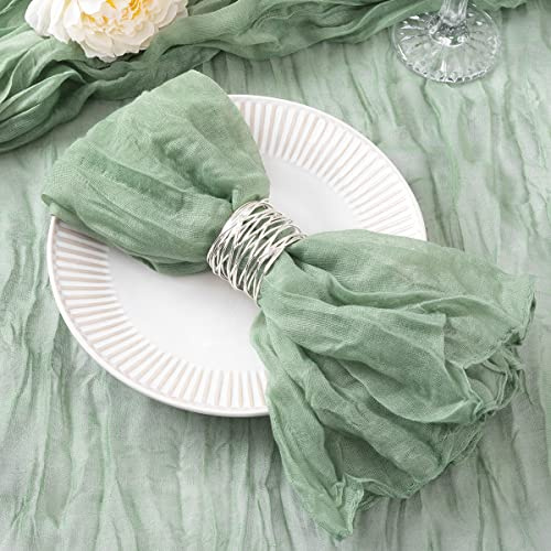 DeZerlor 50 Pack Sage Green Cheesecloth Napkins Spring Easter Cloth Napkins Set of 50 Sage Dinner Napkins Bulk 21x21 Inches for Wedding Bridal Shower Baby Shower Parties