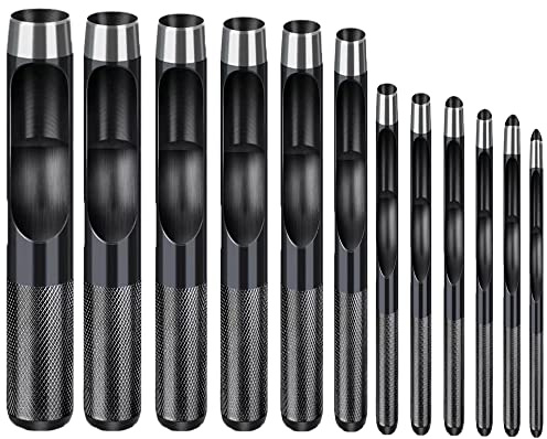 Lot de 12 poinçons pour cuir - Outil de poinçonnage rond et robuste pour bracelet de montre en cuir